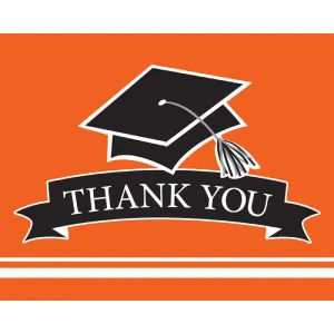 Bulk Graduation School Spirit Orange Thank You Notes (75 per Case)