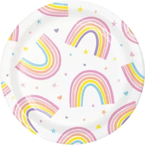 Bulk Happy Rainbow Paper Dessert Plates (Case of 96)