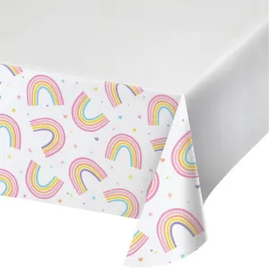 Bulk Happy Rainbow Plastic Tablecloths (Case of 12)