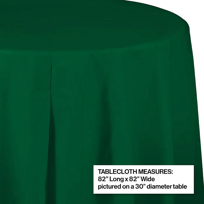 Bulk Hunter Green Round Plastic 82 inch Table Covers (12 per Case)