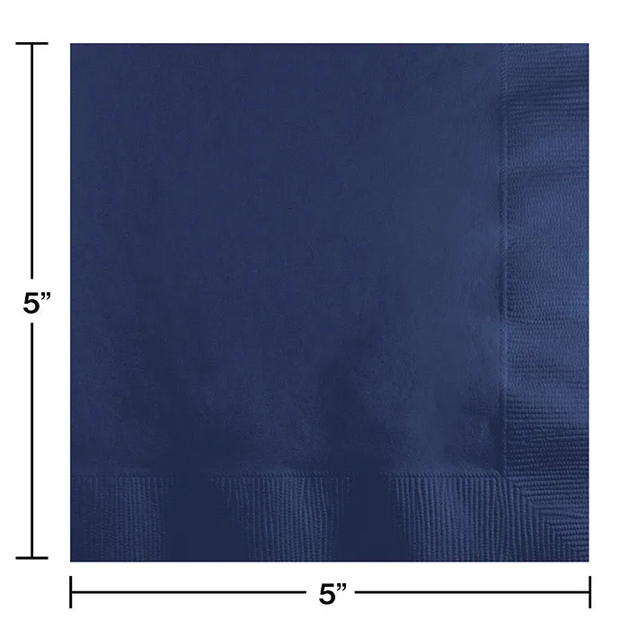 Bulk Navy 2 ply Beverage Napkins (600 per Case)