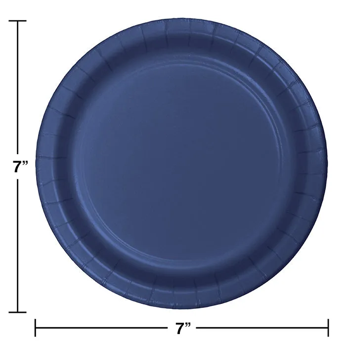 Bulk Navy Paper 6.75 inch Dessert Plates (240 per Case)