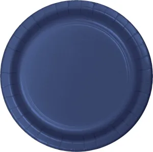 Bulk Navy Paper 6.75 inch Dessert Plates (240 per Case)