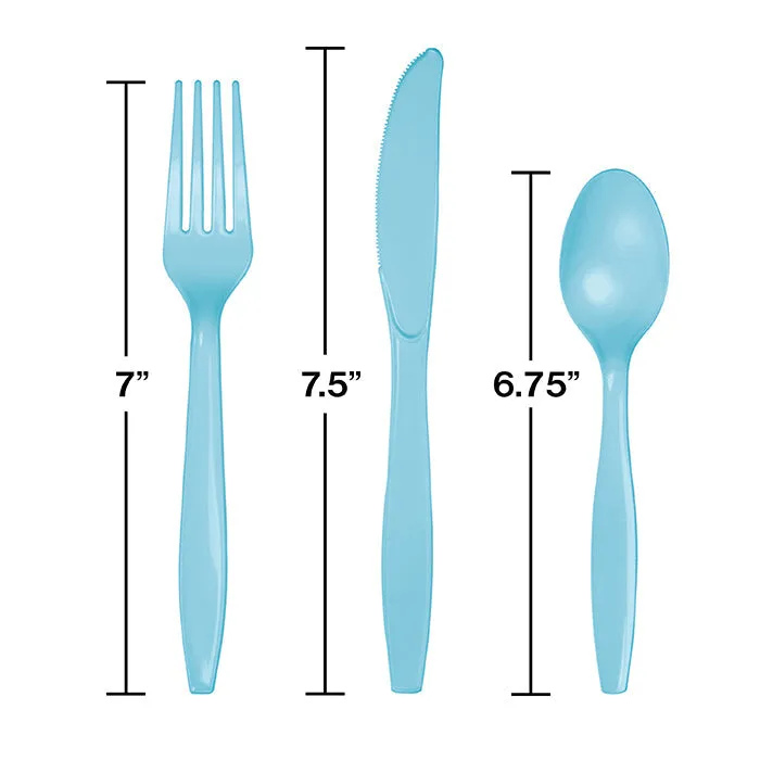 Bulk Pastel Blue Assorted Plastic Cutlery (288 per Case)