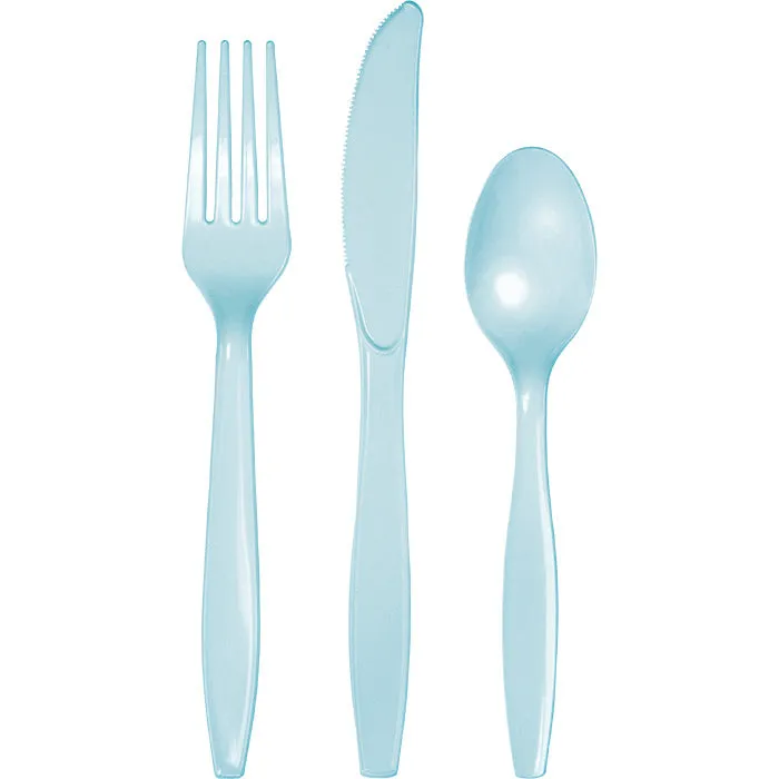 Bulk Pastel Blue Assorted Plastic Cutlery (288 per Case)