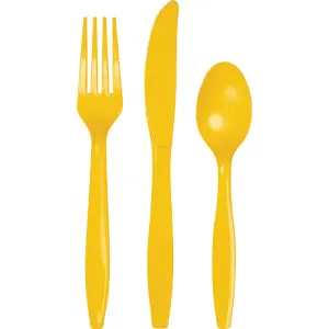 Bulk School Bus Yellow Assorted Plastic Cutlery (288 per Case)