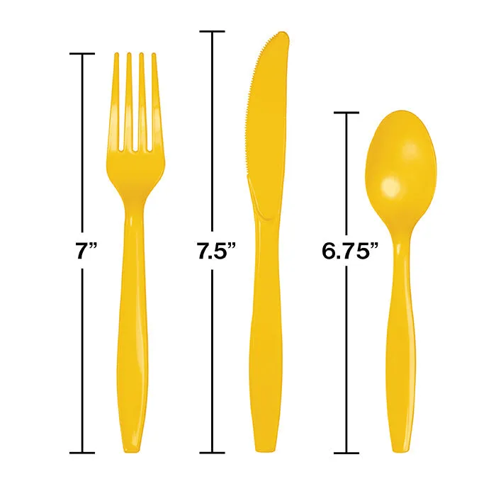 Bulk School Bus Yellow Assorted Plastic Cutlery (288 per Case)