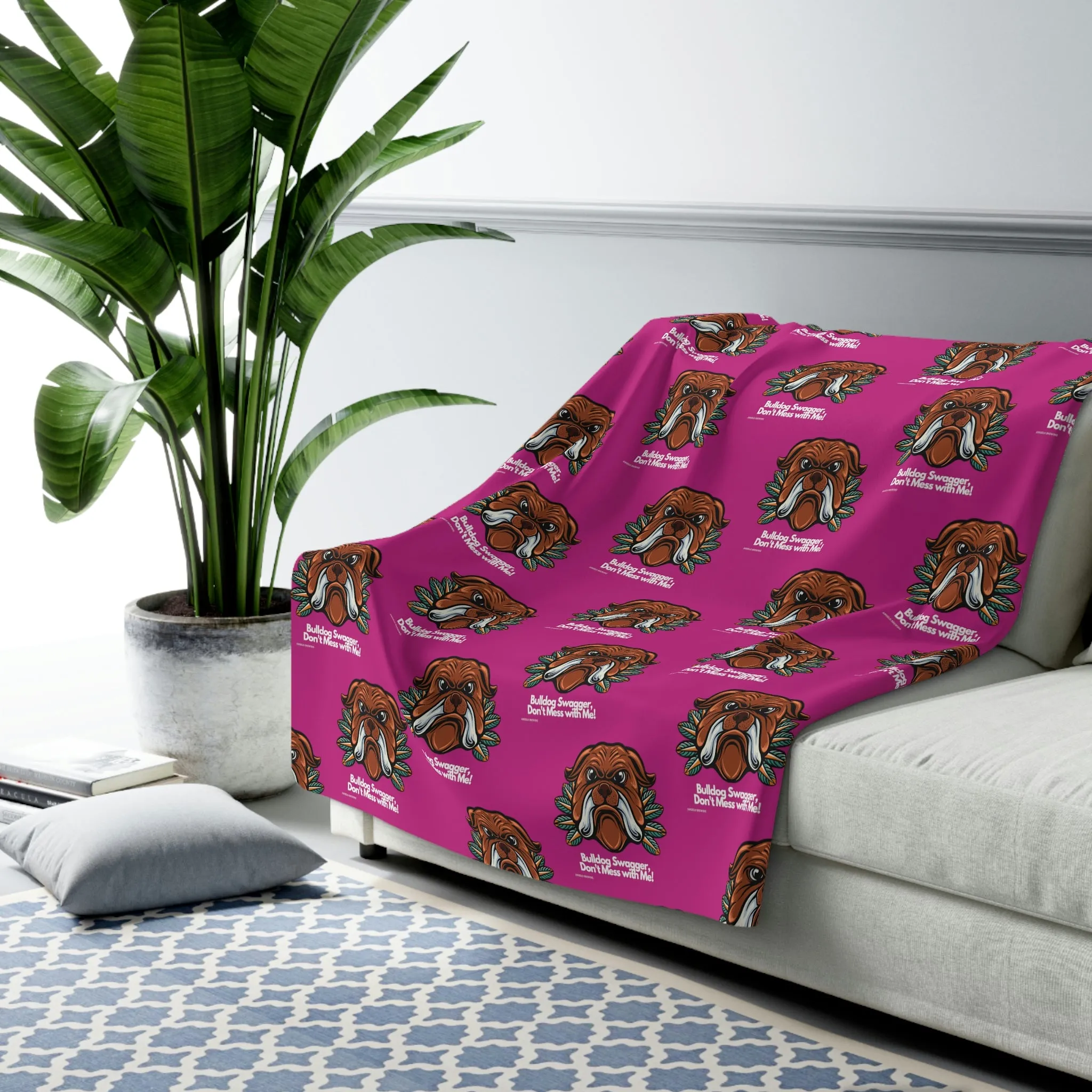 Bulldog Swagger Sherpa Fleece Blanket POD