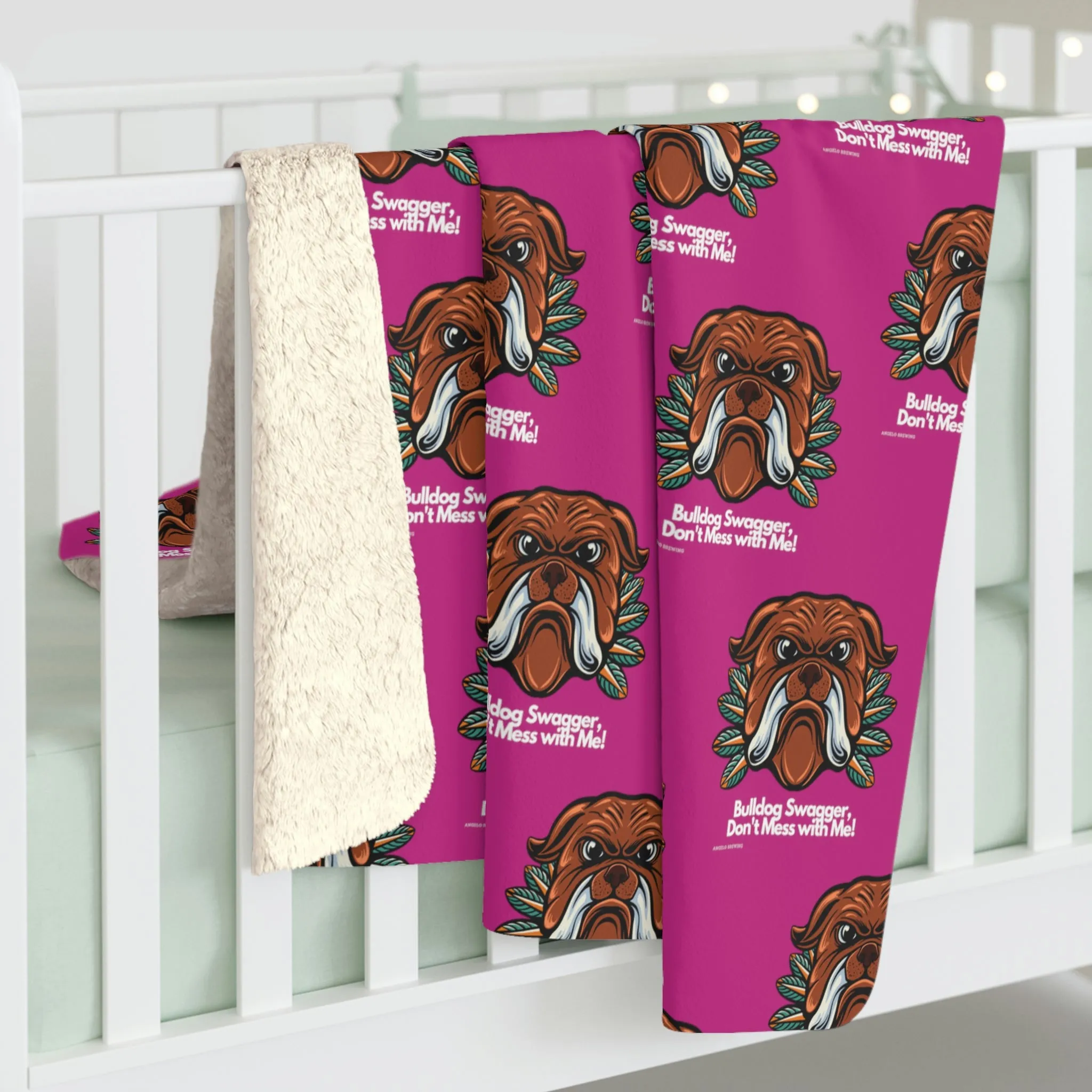 Bulldog Swagger Sherpa Fleece Blanket POD