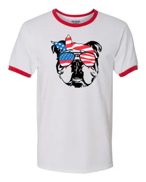 Bulldog with Flag Bandana & Glasses Tee