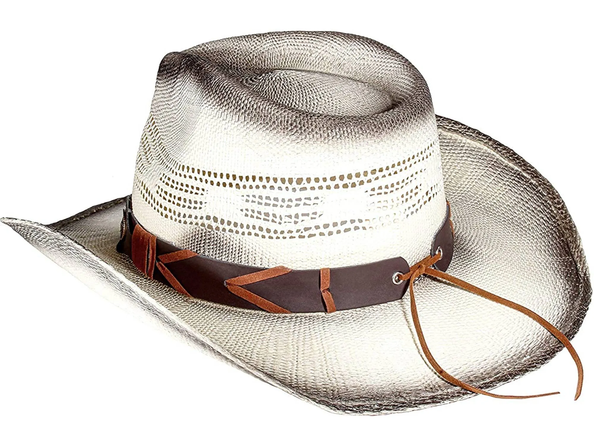 Bullseye White Cowboy Hat Brown Band