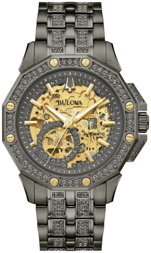 Bulova Black Octava Crystal Men Automatic Watch 98A293