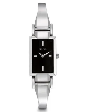 Bulova Ladies Bangle-Style Dress Watch - Black Dial - Stainless Steel