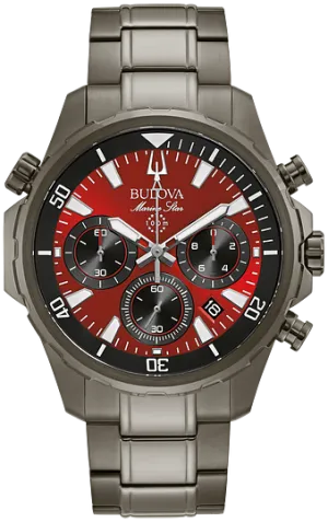 Bulova Marine Star Red Dial Chronograph Men Watch 98B350