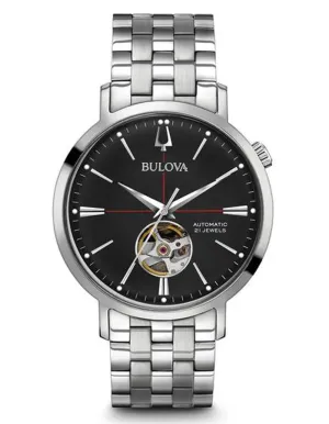 Bulova Mens Classic Automatic Watch - Stainless Steel - Open Aperture Dial