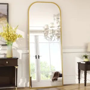 BUNGALOW MERCER Aluminum Profile Full-Length Mirror - Elegant for Living Room and Bedroom (Gold, 70x24inch)