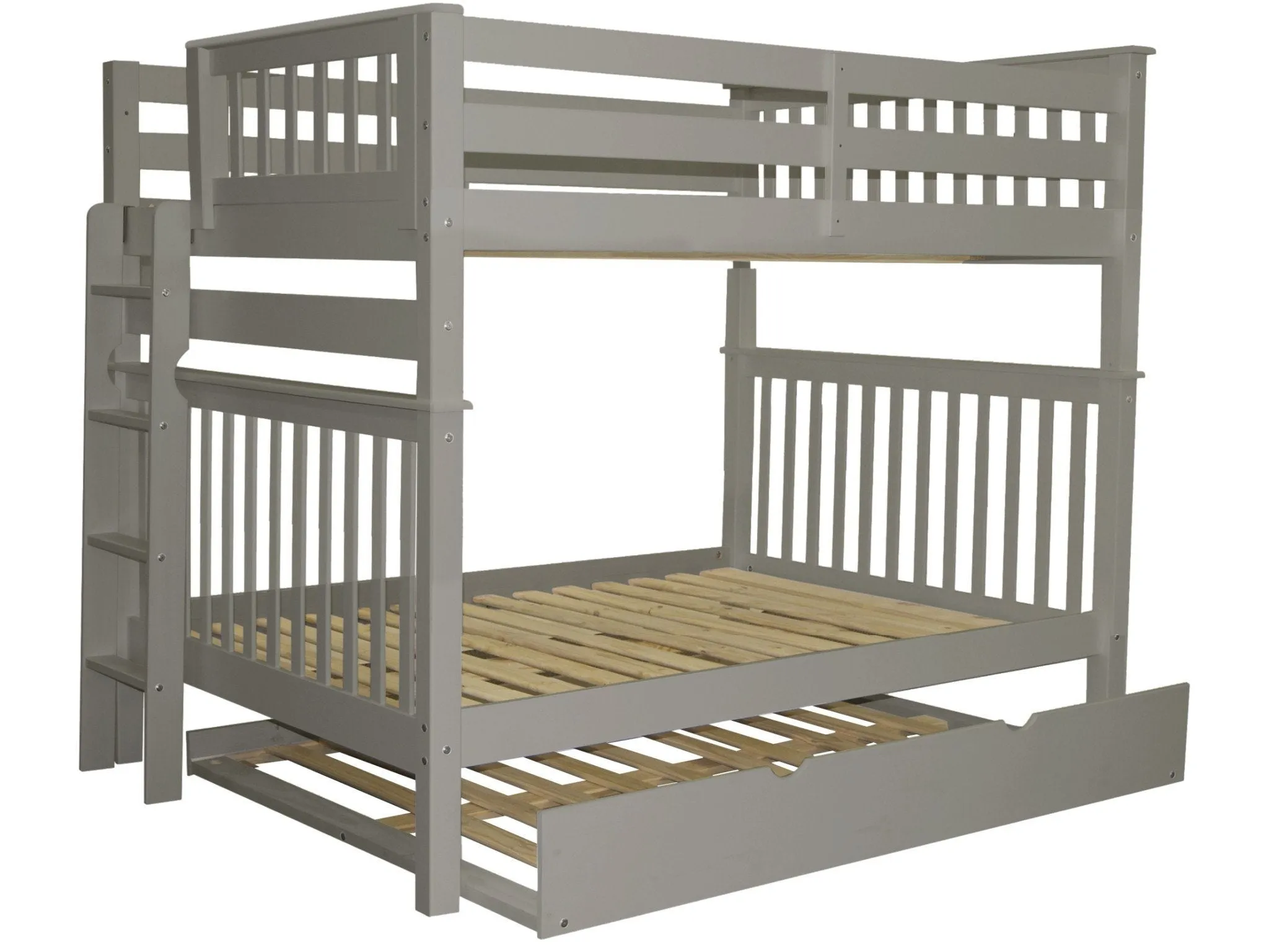 Bunk Beds Full over Full End Ladder Gray   Full Trundle