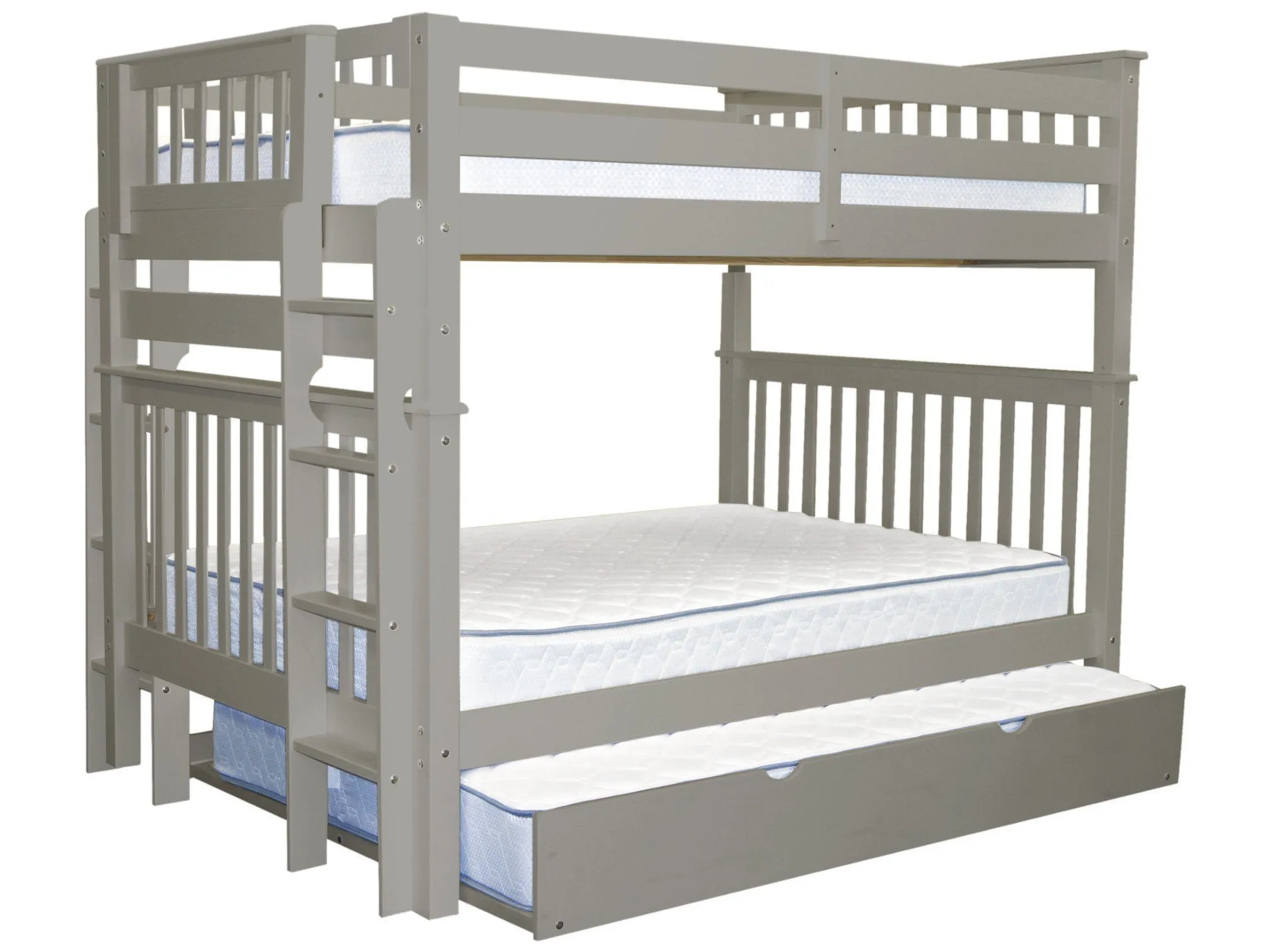 Bunk Beds Full over Full End Ladder Gray   Full Trundle