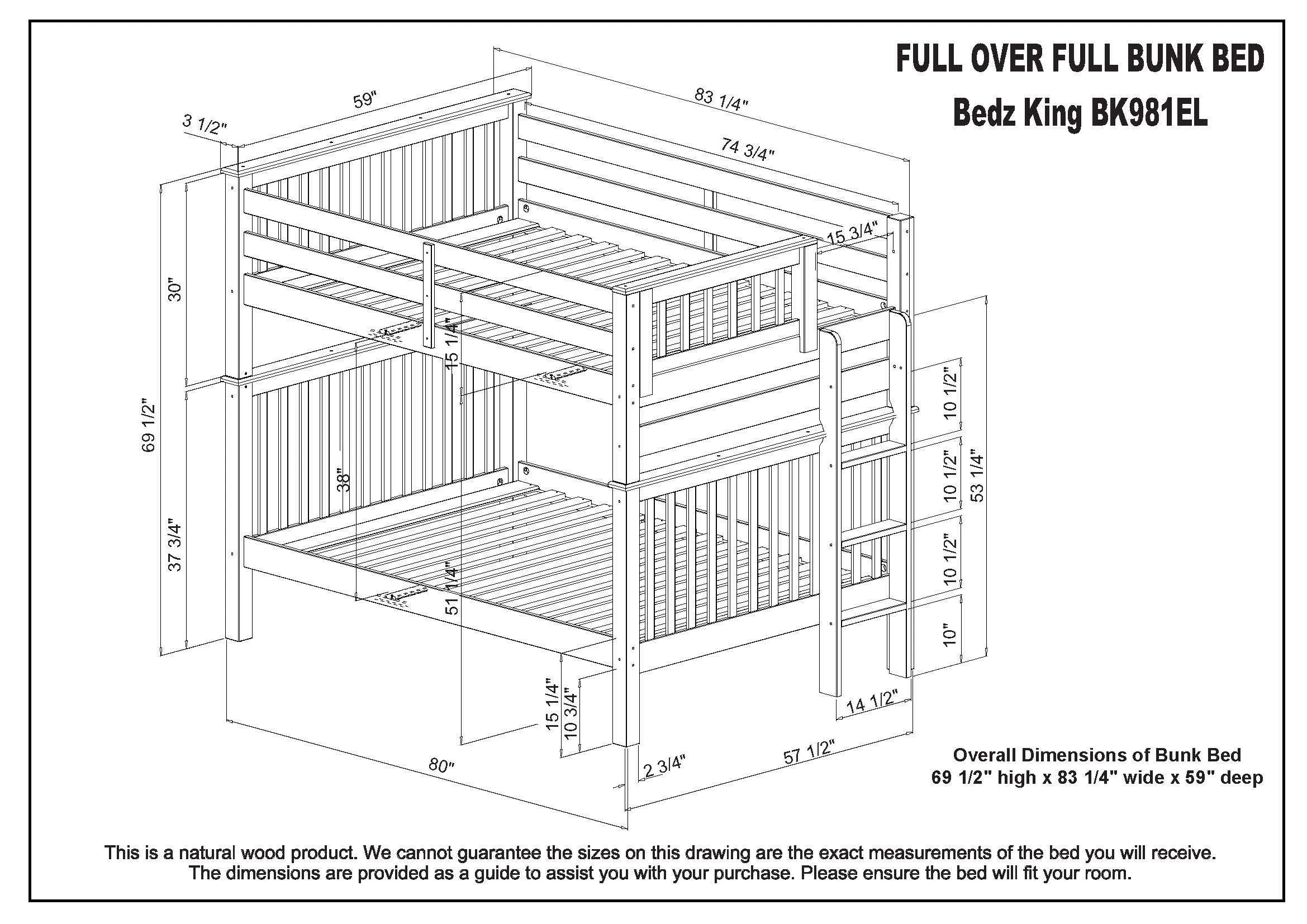 Bunk Beds Full over Full End Ladder Gray   Full Trundle