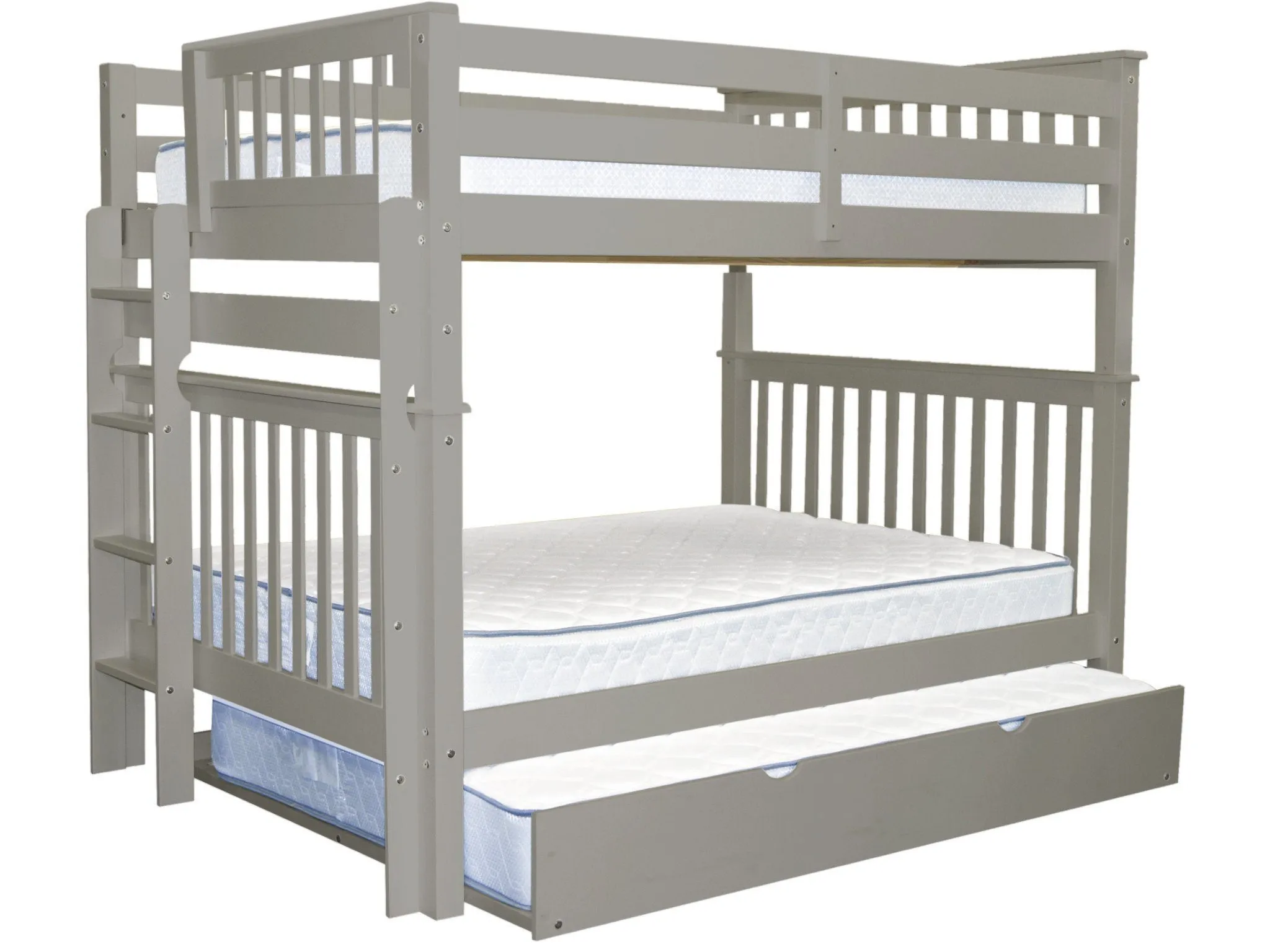 Bunk Beds Full over Full End Ladder Gray   Full Trundle