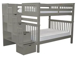 Bunk Beds Full over Full Stairway Gray