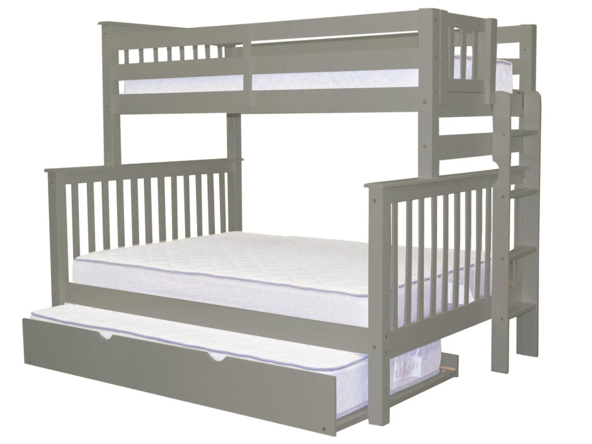 Bunk Beds Twin over Full End Ladder Gray   Trundle