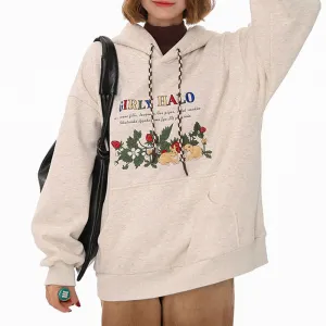 Bunny Embroidery Cottagecore Hoodie