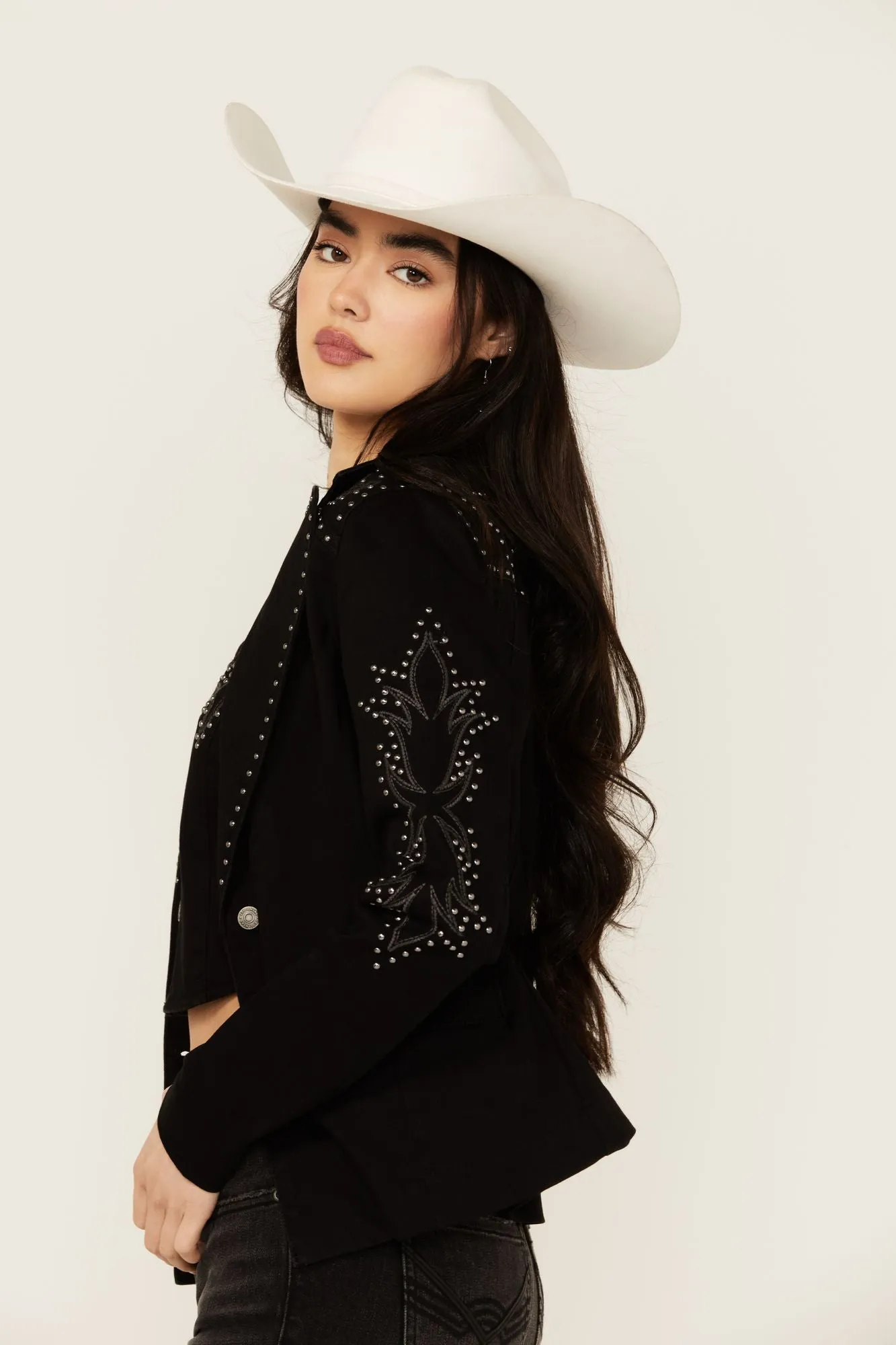 Burbank Embroidered and Studded Super Stretch Blazer