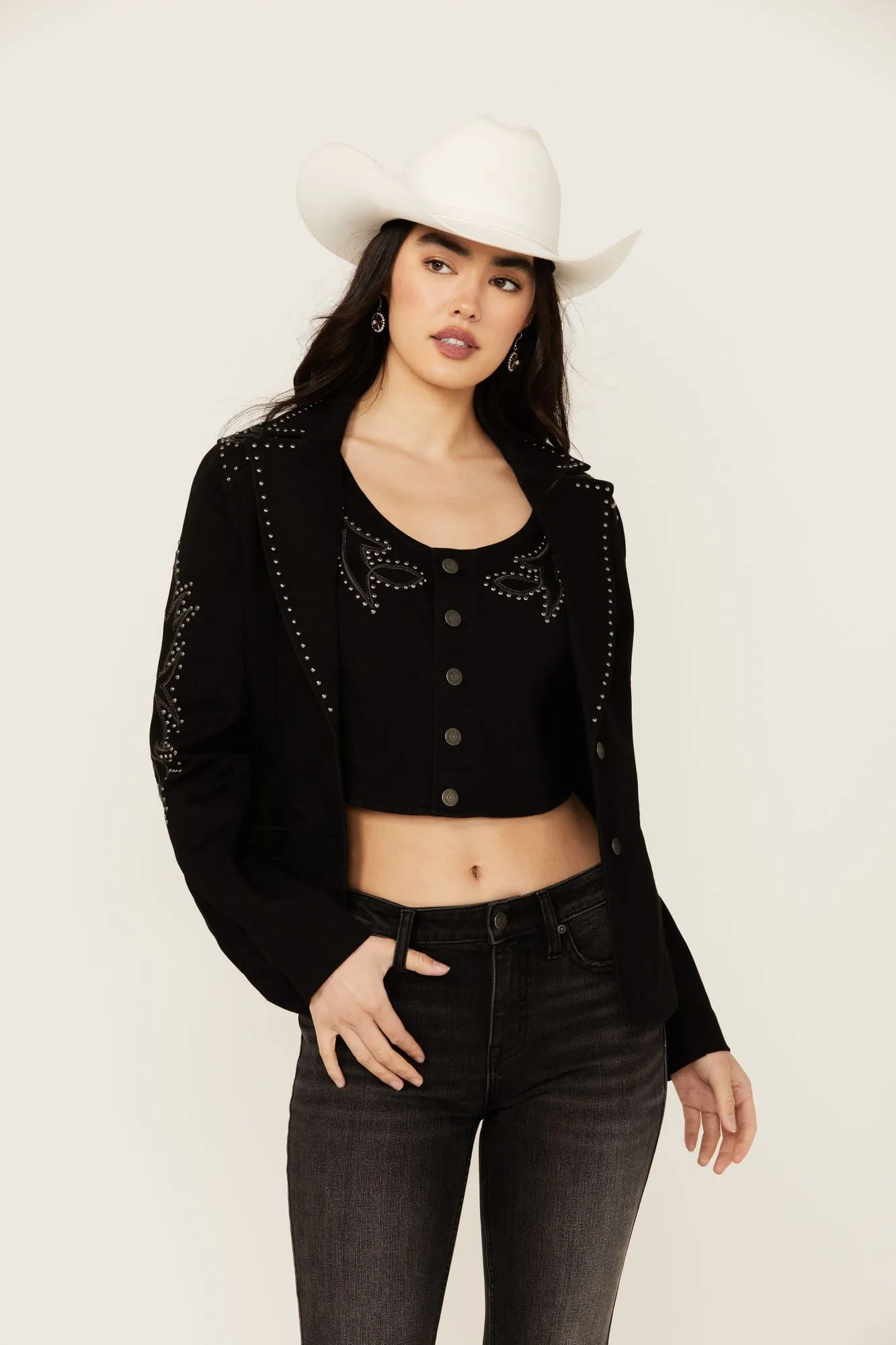 Burbank Embroidered and Studded Super Stretch Blazer