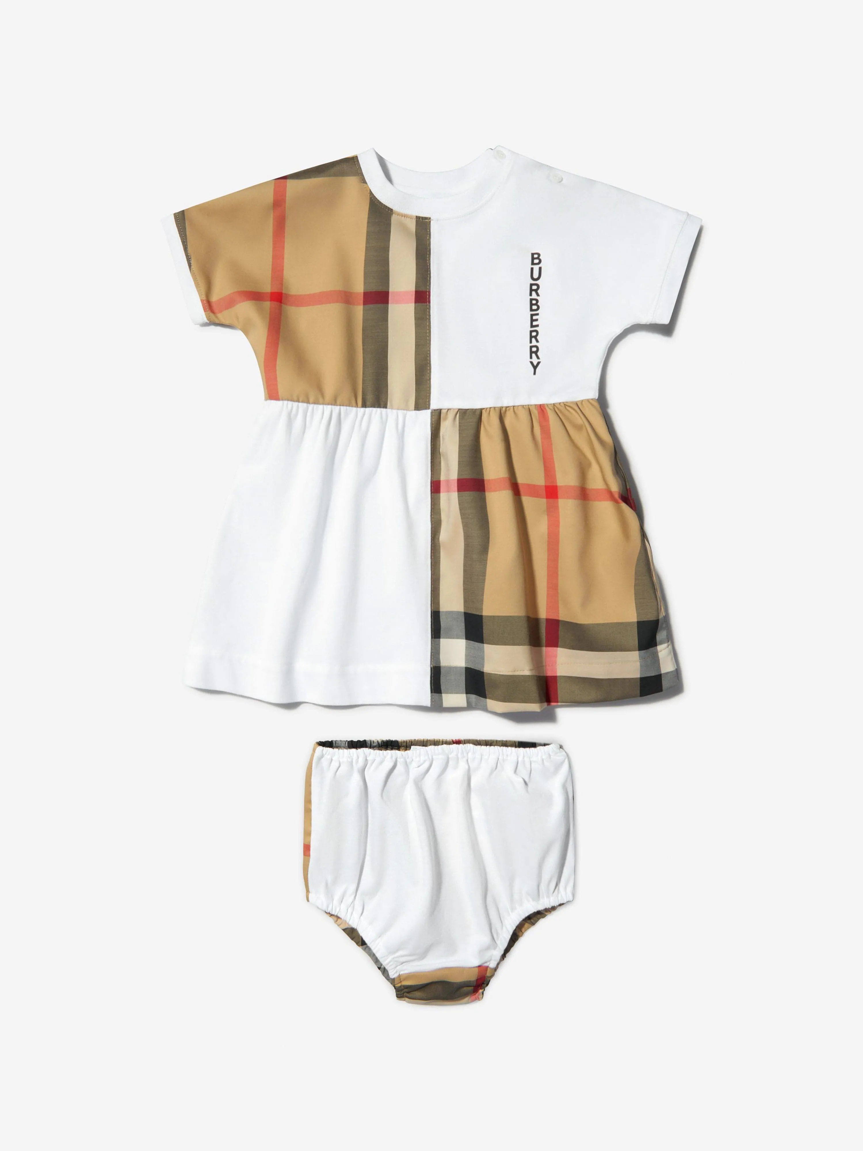 Burberry Baby Girls Elena Dress And Knickers Set In WHITE