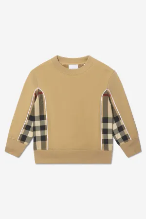 Burberry Boys Cotton Check Panel Sweatshirt