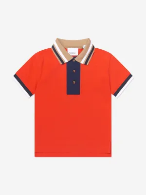 Burberry Boys Douglas College Polo Shirt in Red