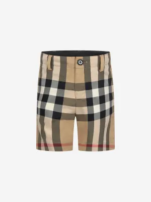 Burberry Boys Roystone Check Shorts in Beige