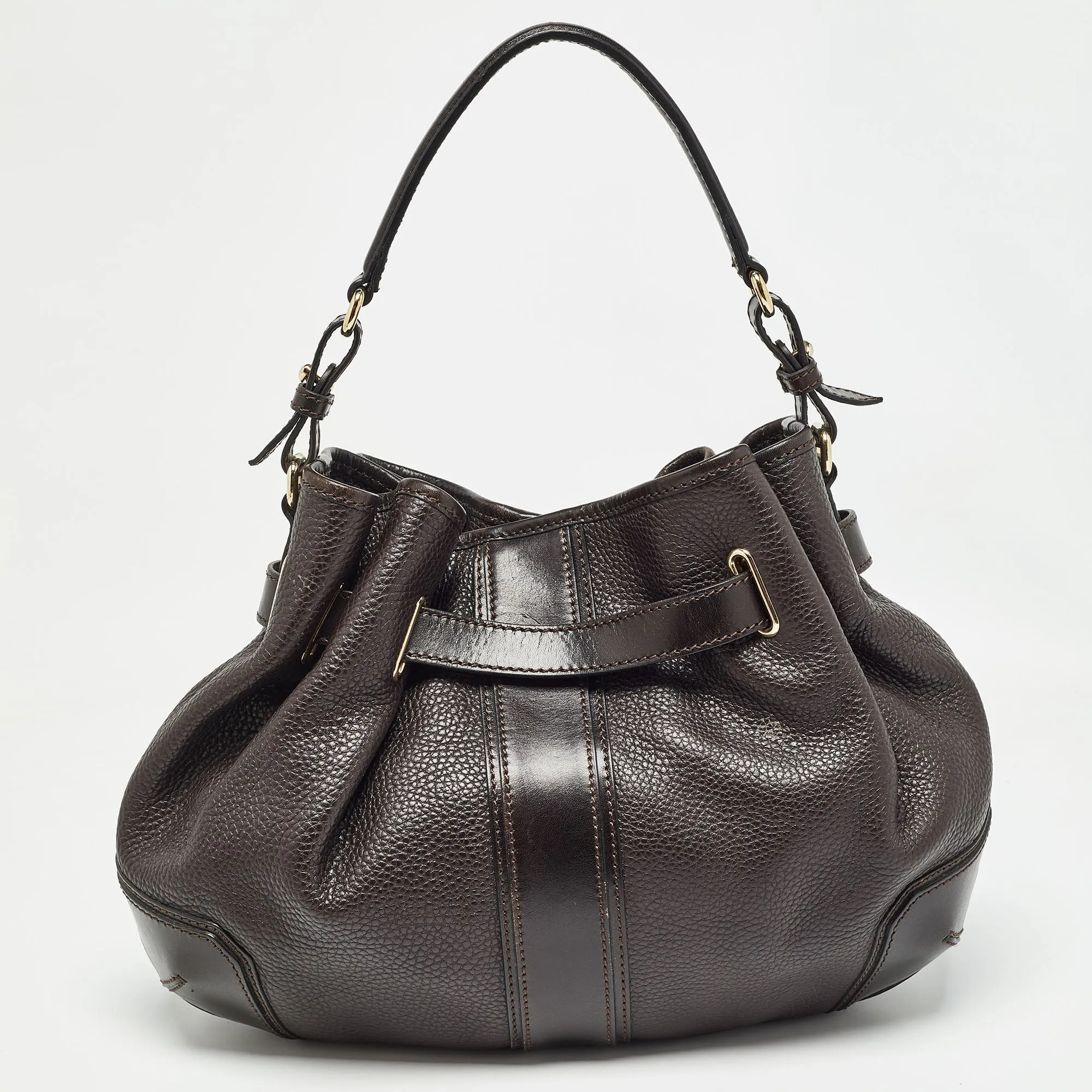 BURBERRY Dark Brown Leather Willenmore Hobo