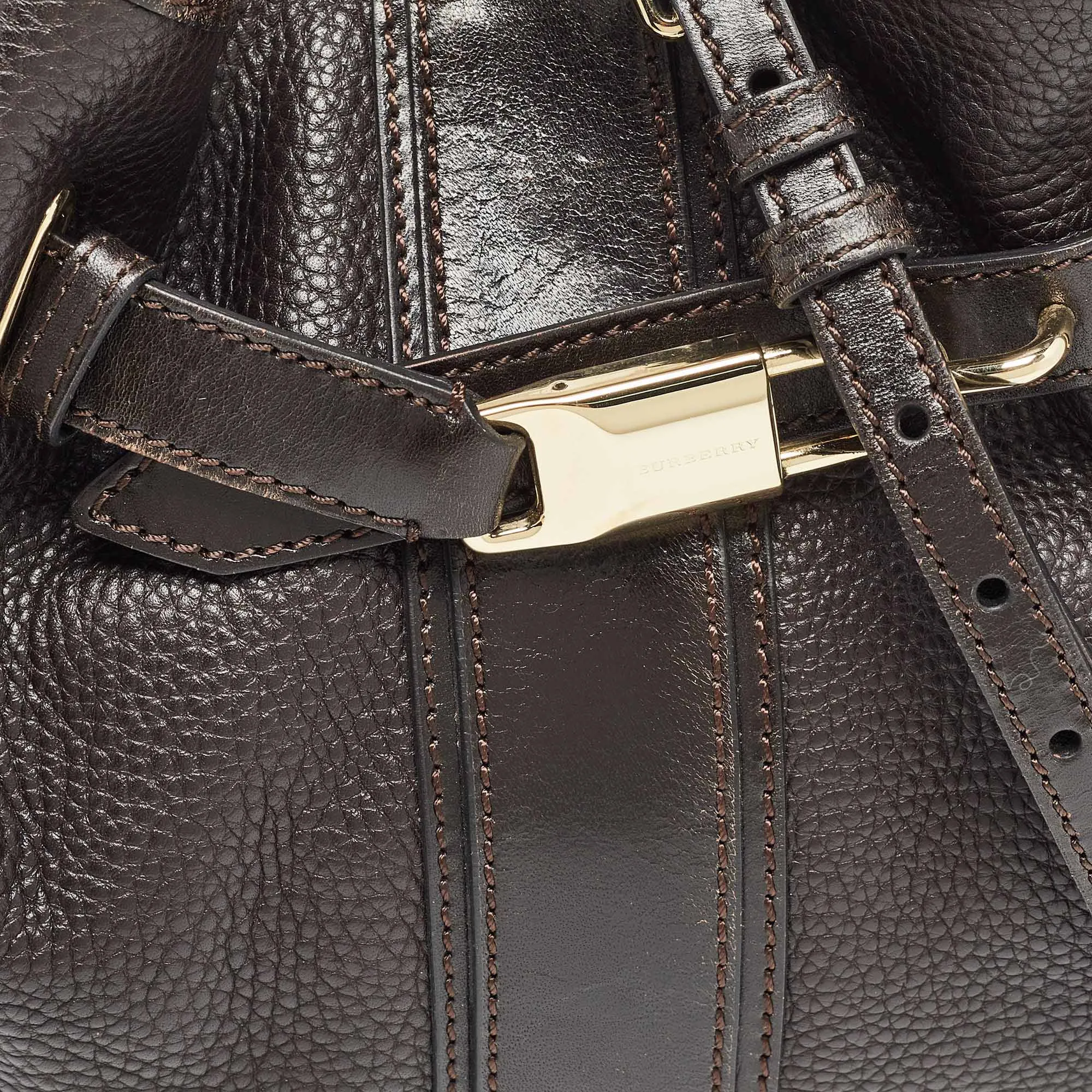 BURBERRY Dark Brown Leather Willenmore Hobo