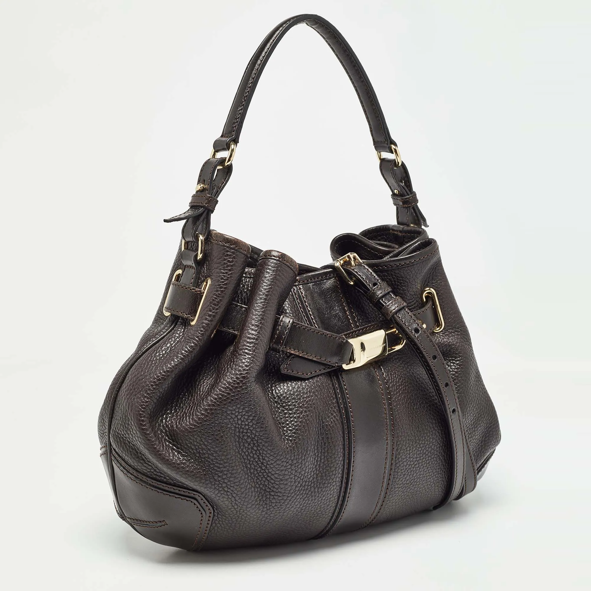 BURBERRY Dark Brown Leather Willenmore Hobo