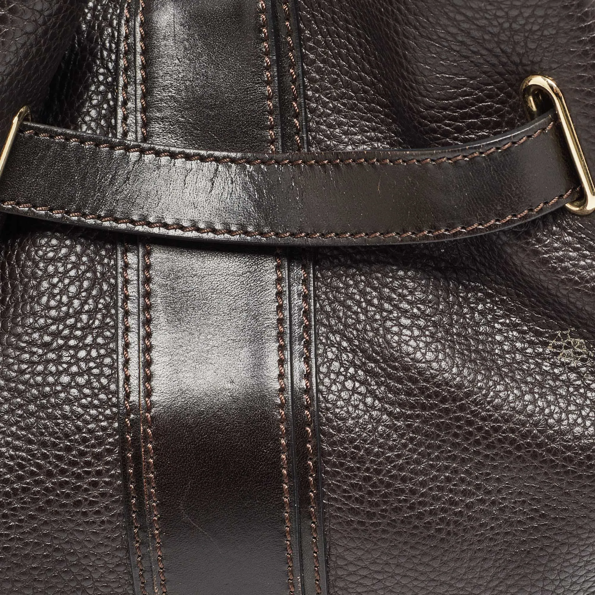 BURBERRY Dark Brown Leather Willenmore Hobo