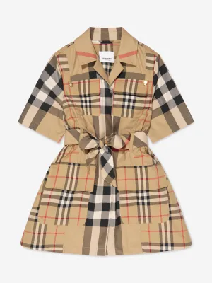 Burberry Girls Clotilde Check Dress In Beige