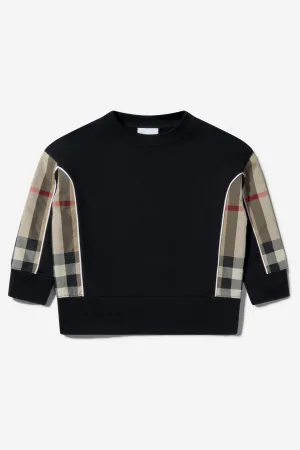 Burberry Girls Cotton Check Trim Sweatshirt