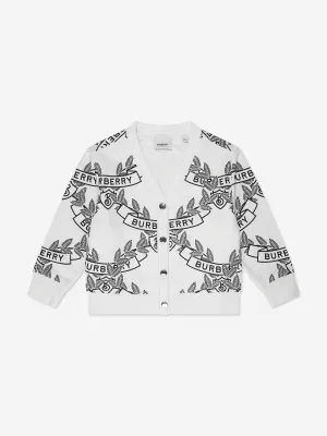 Burberry Kids Baile Crest Cardigan in White