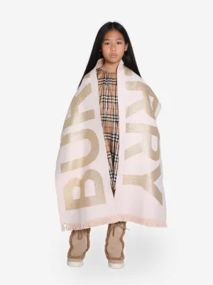 Burberry Kids Wool Logo Scarf In Beige