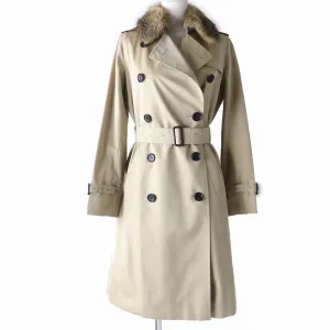 Burberry Trench Coat Fox Fur Collar Wool