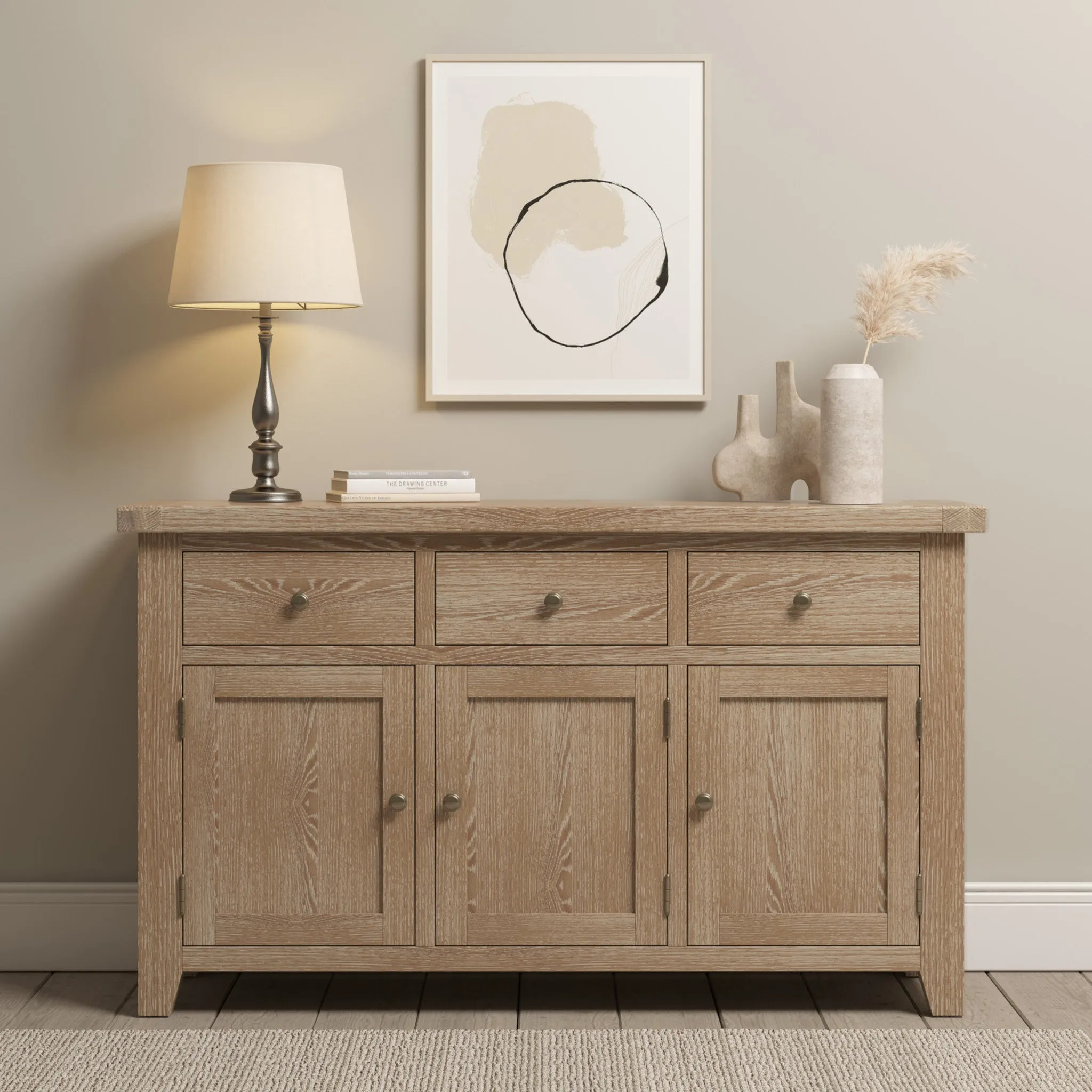 Burford Large 3 Door 3 Drawers Sideboard in Natural Oak