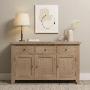 Burford Large 3 Door 3 Drawers Sideboard in Natural Oak