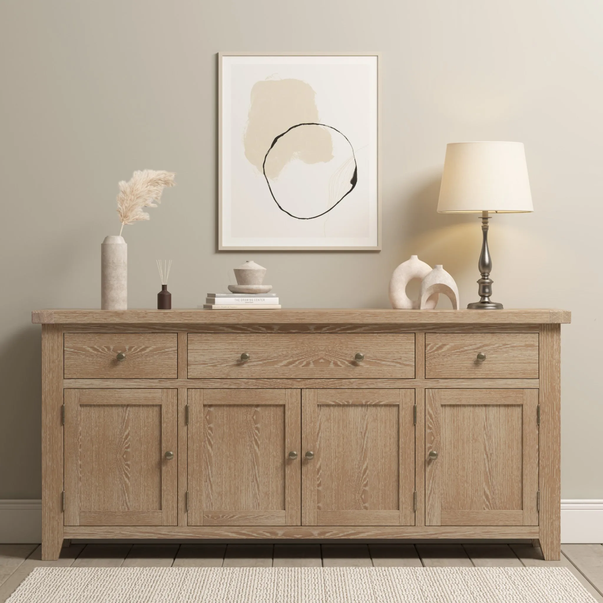 Burford Large 4 Door 3 Drawers Sideboard in Natural Oak