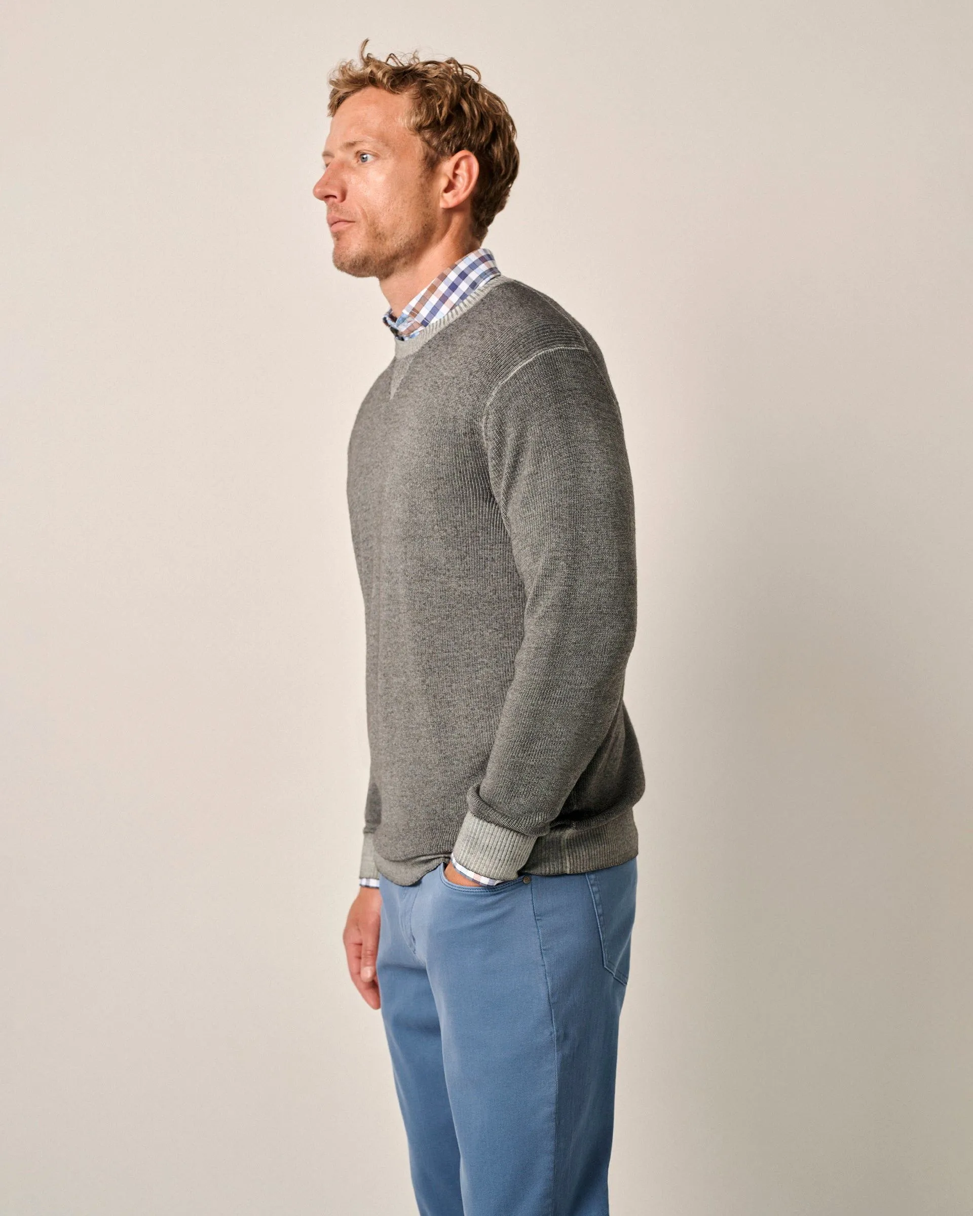 Burgess Garment-Dyed Crewneck Sweater in Dark and Stormy by Johnnie-O