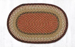 Burgundy & Mustard Braided Rug - Oval