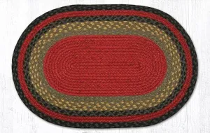 Burgundy, Charcoal, & Olive Braided Rug - Oval