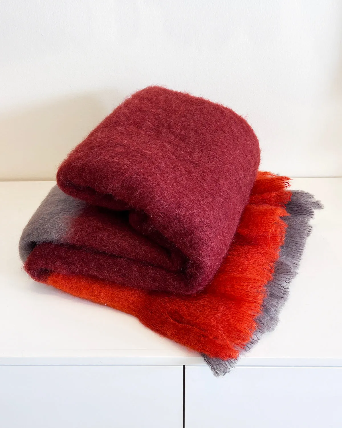 Burgundy Color Block Ezcaray Mohair Throw