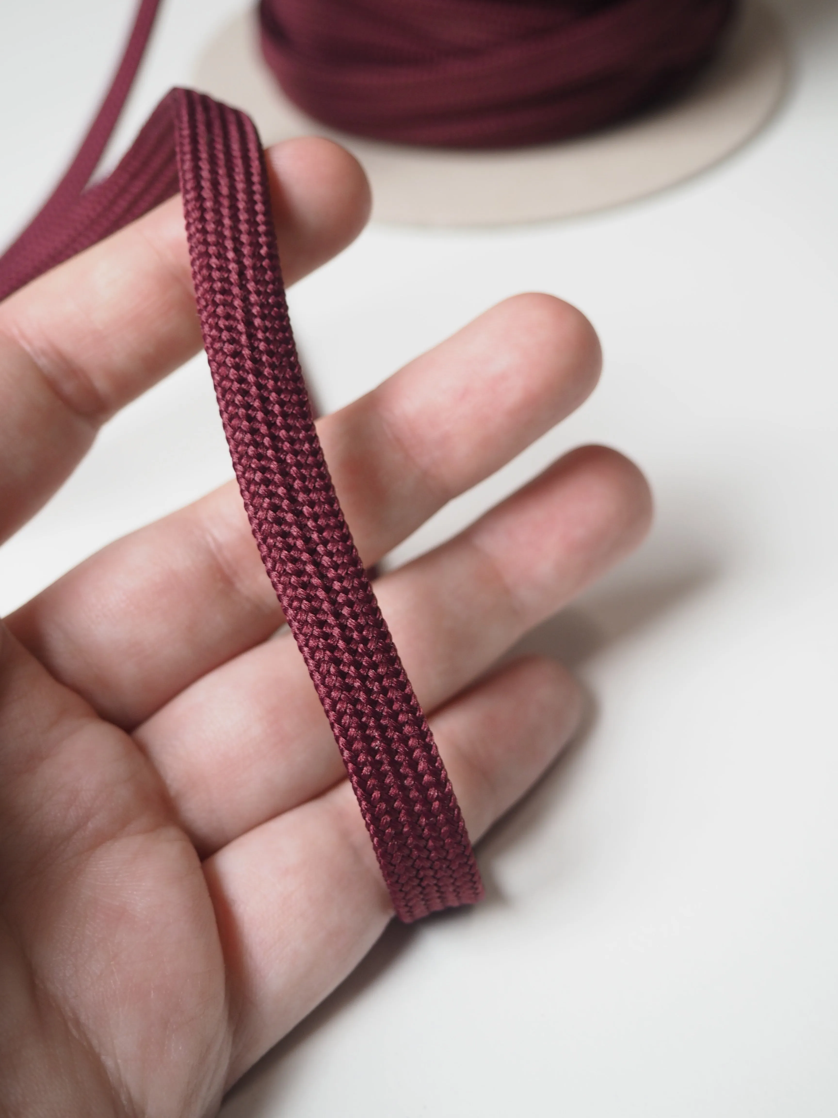 Burgundy Flat Braided Cord 10mm